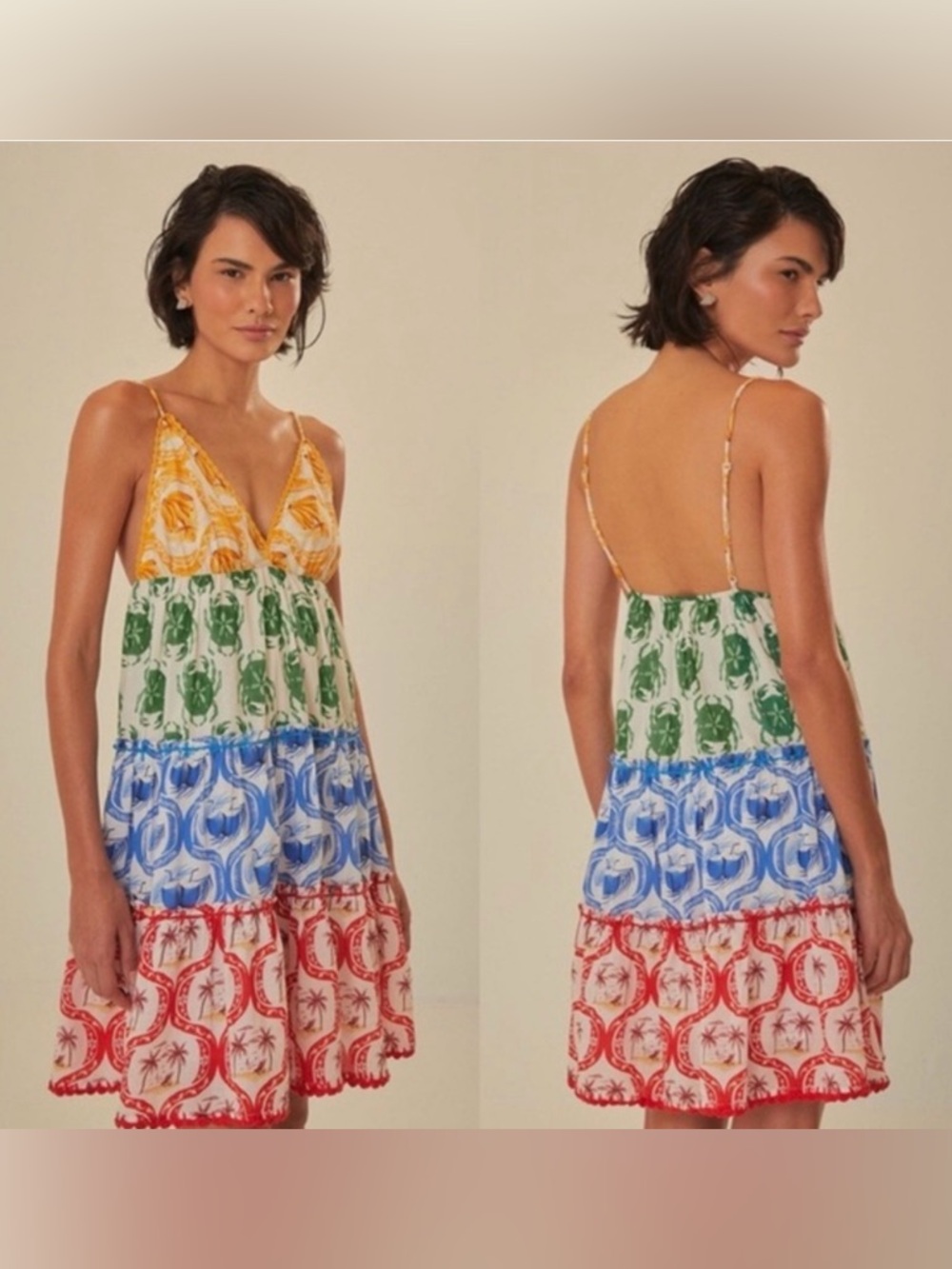 Farm Rio colorful summer mix mini dress